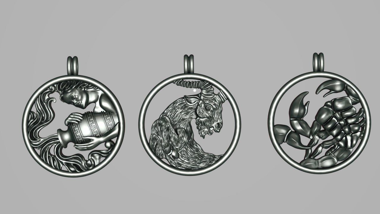 Zodiac Symbols theme 1 simple frame 3D print model_6