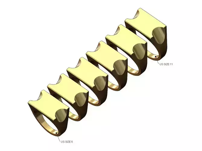 Carved sides rectangular top signet ring US sizes 6to11