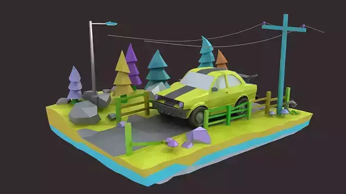 low poly car Cartoon Car collection toon vehicle  sport classic
