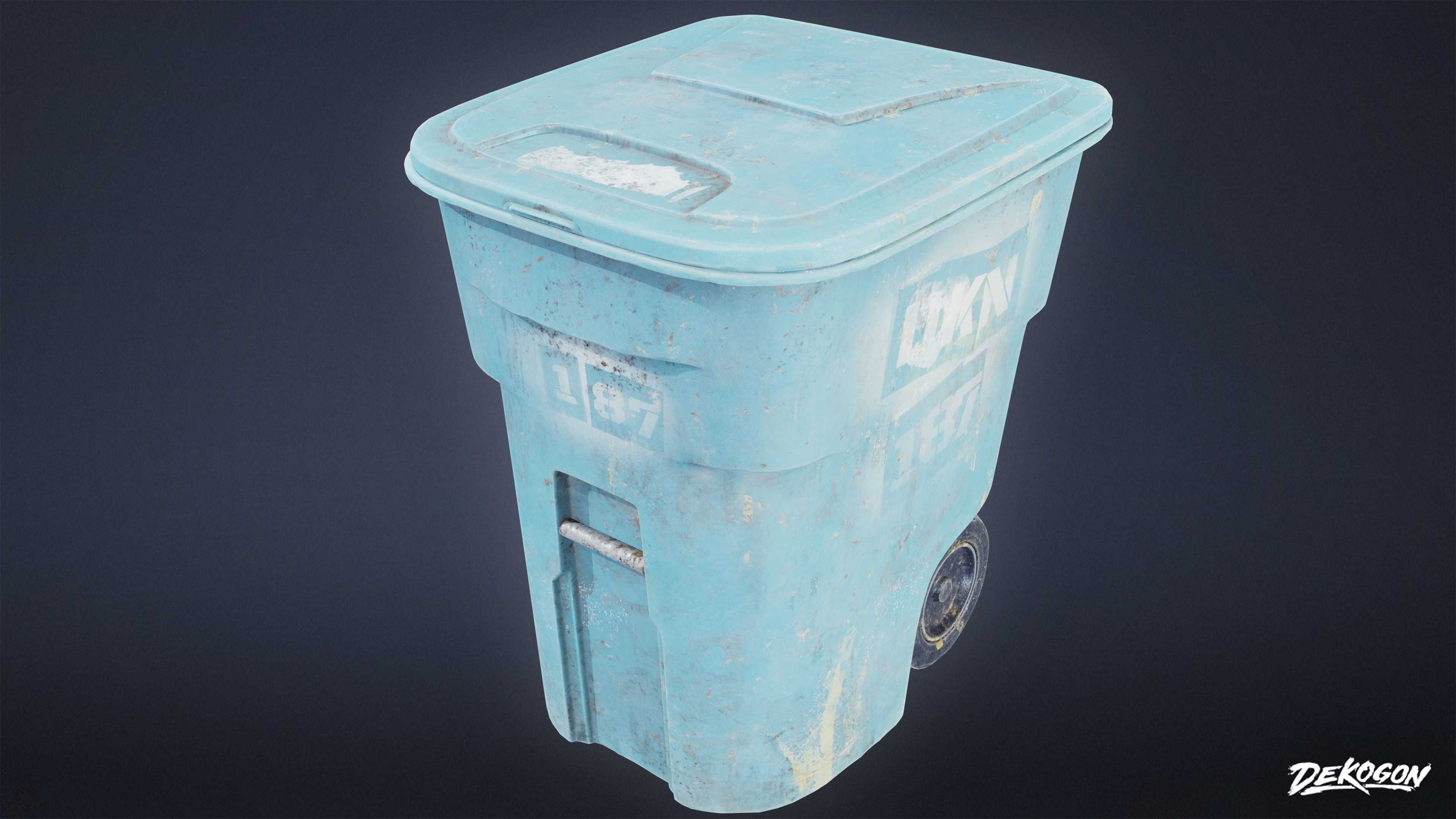 TRASH - Trashcan 07 - LOW POLY AND NANITE Low-poly 3D model_5