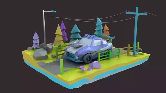 low poly car Cartoon Car collection toon vehicle  sport classic 