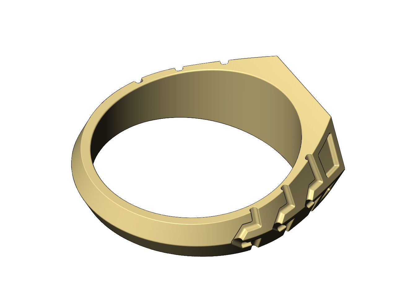 Hexagonal top and side engravings signet ring US sizes 7to12 3D print model_10