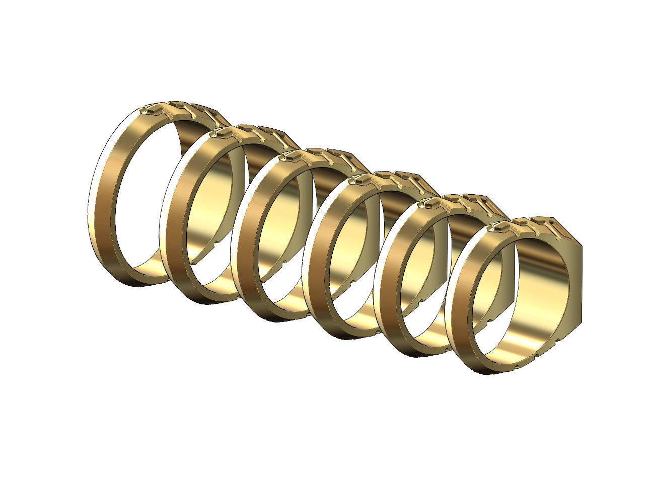 Hexagonal top and side engravings signet ring US sizes 7to12 3D print model_3