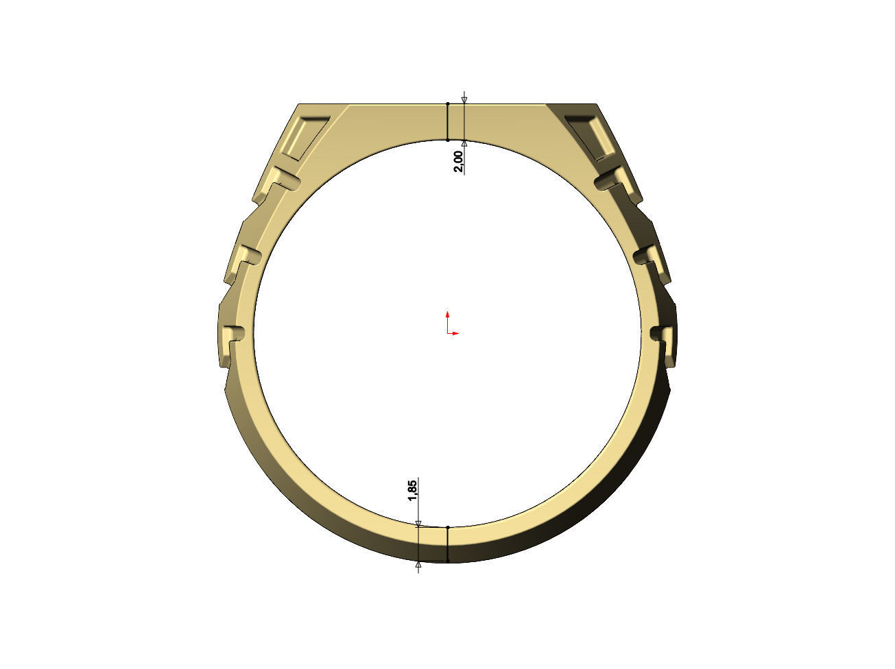 Hexagonal top and side engravings signet ring US sizes 7to12 3D print model_8