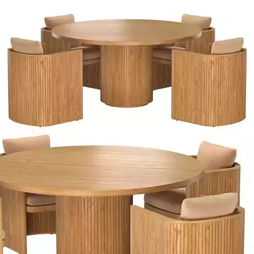 BYRON ROUND TEAK DINING SET 3D model
