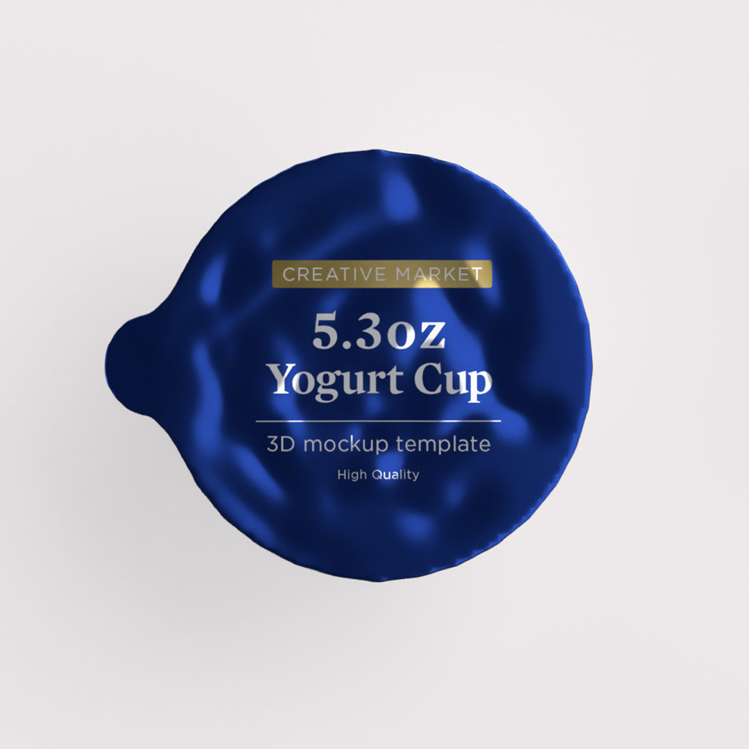 5oz or 150g Yogurt Dairy Container Cup with Foil Top Lid 3D model_2