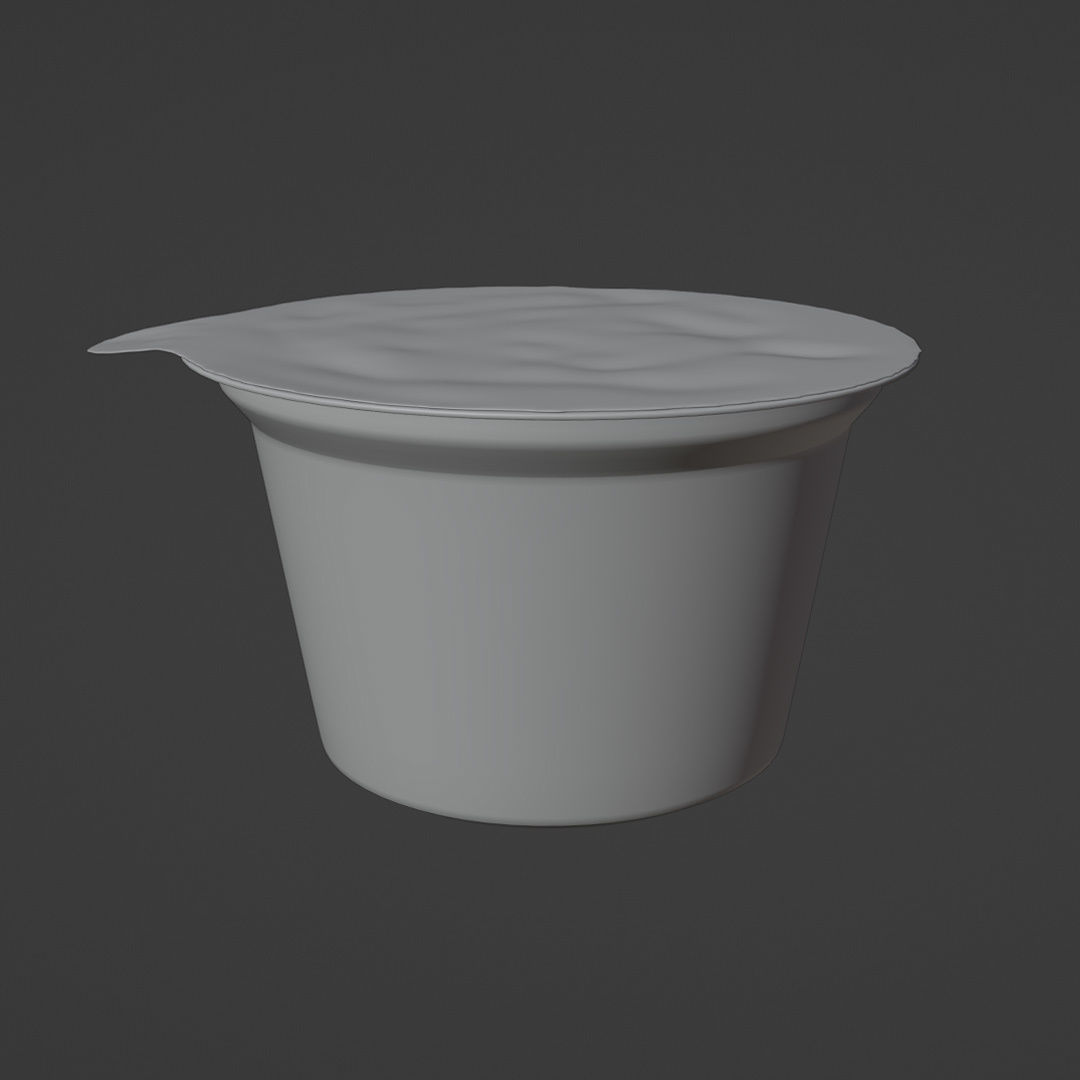 5oz or 150g Yogurt Dairy Container Cup with Foil Top Lid 3D model_5
