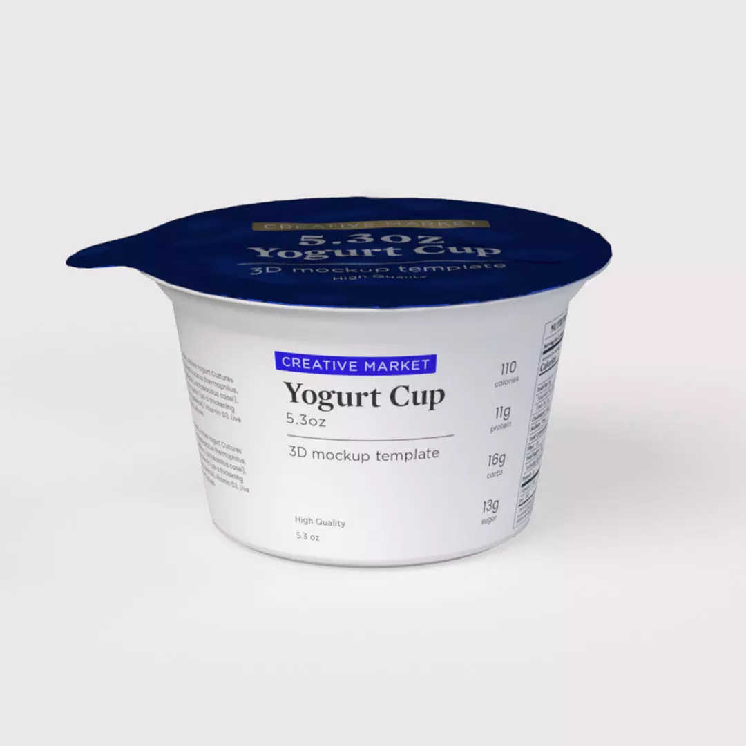 5oz or 150g Yogurt Dairy Container Cup with Foil Top Lid 3D model_0