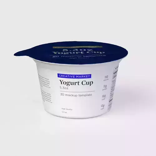 5oz or 150g Yogurt Dairy Container Cup with Foil Top Lid 3D model