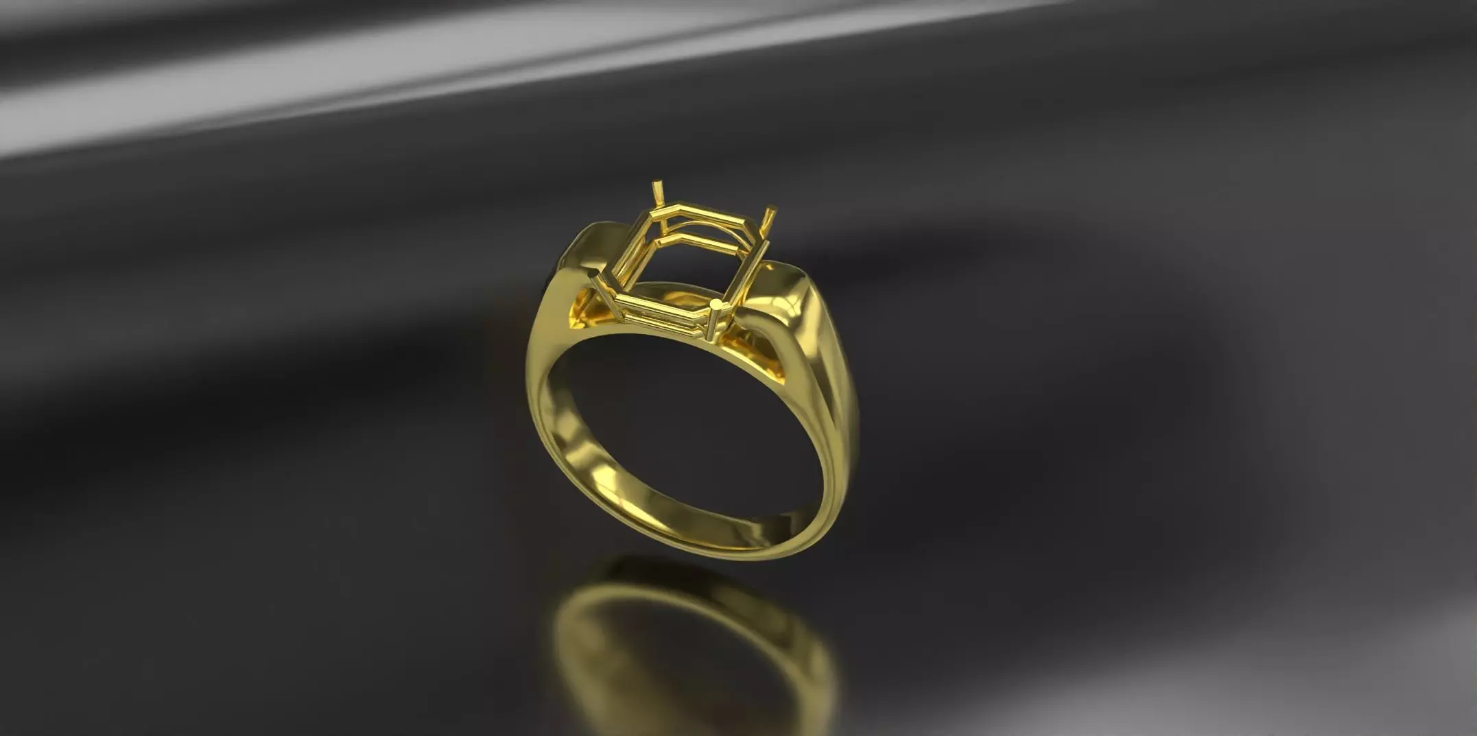 Big stone solitaire ring 3D print model_0