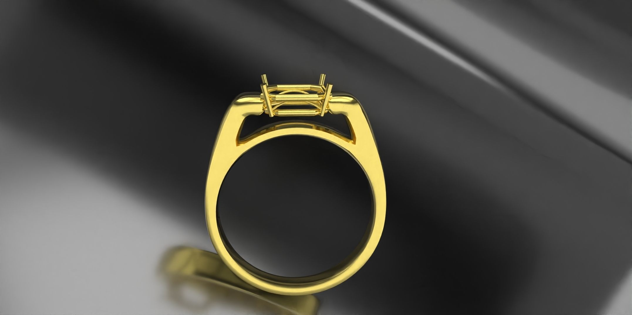 Big stone solitaire ring 3D print model_4