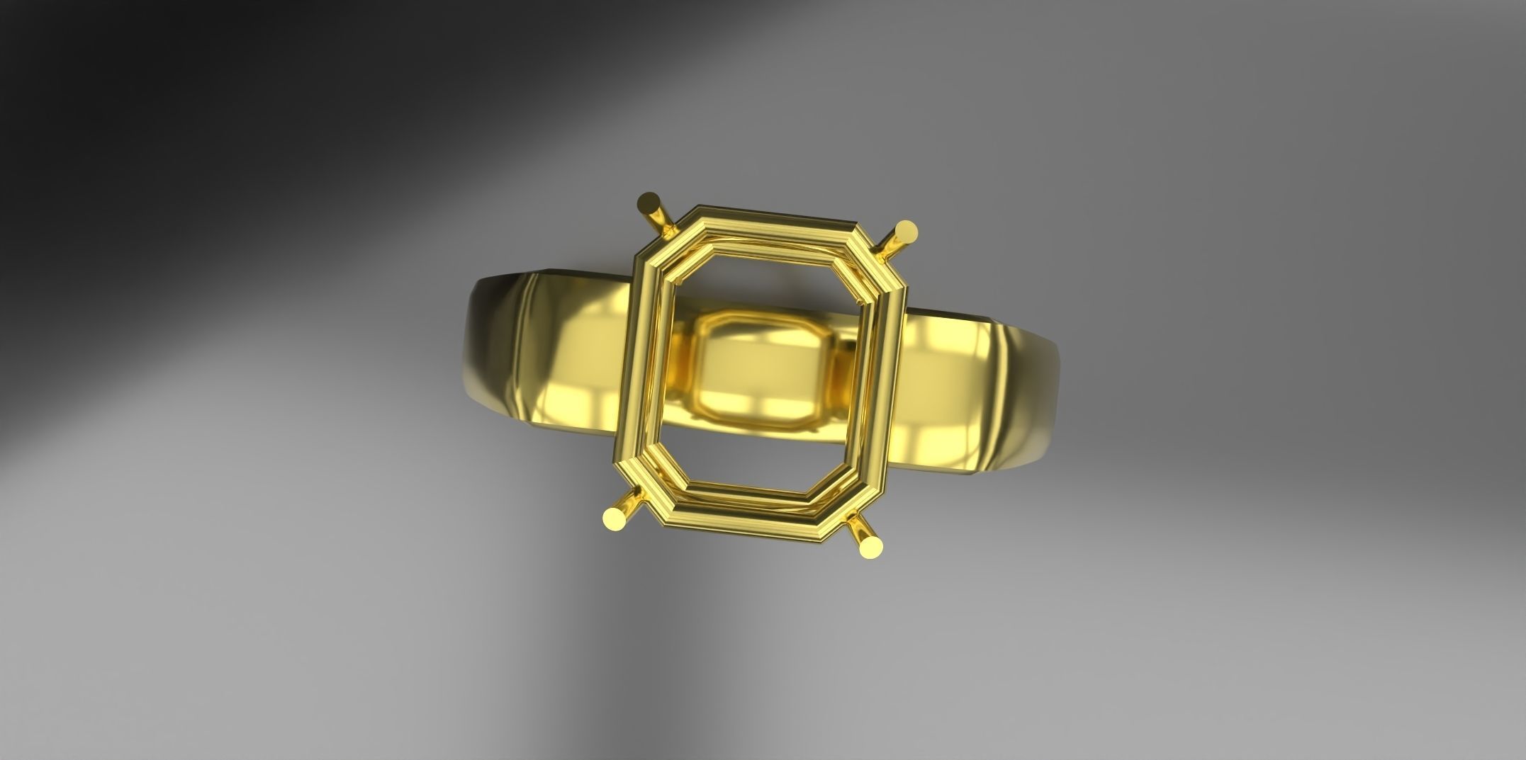 Big stone solitaire ring 3D print model_1