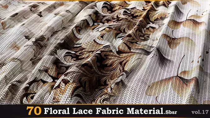 70 Floral Lace Fabric Material-Sbsar Vol-17
