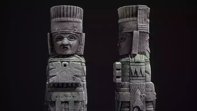Statue Aztec Atlante Tula Low-poly 3D model