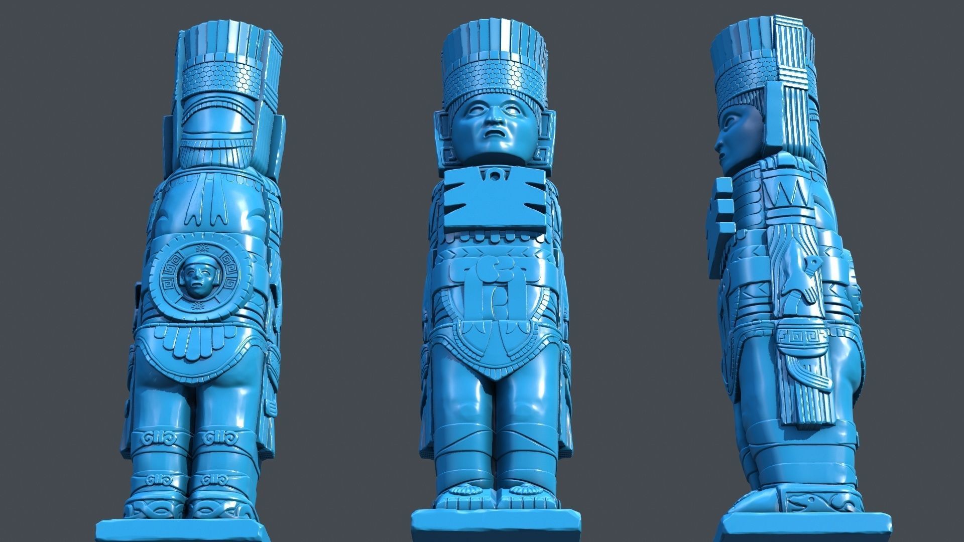 Statue Aztec  Atlante Tula 3D print model_3