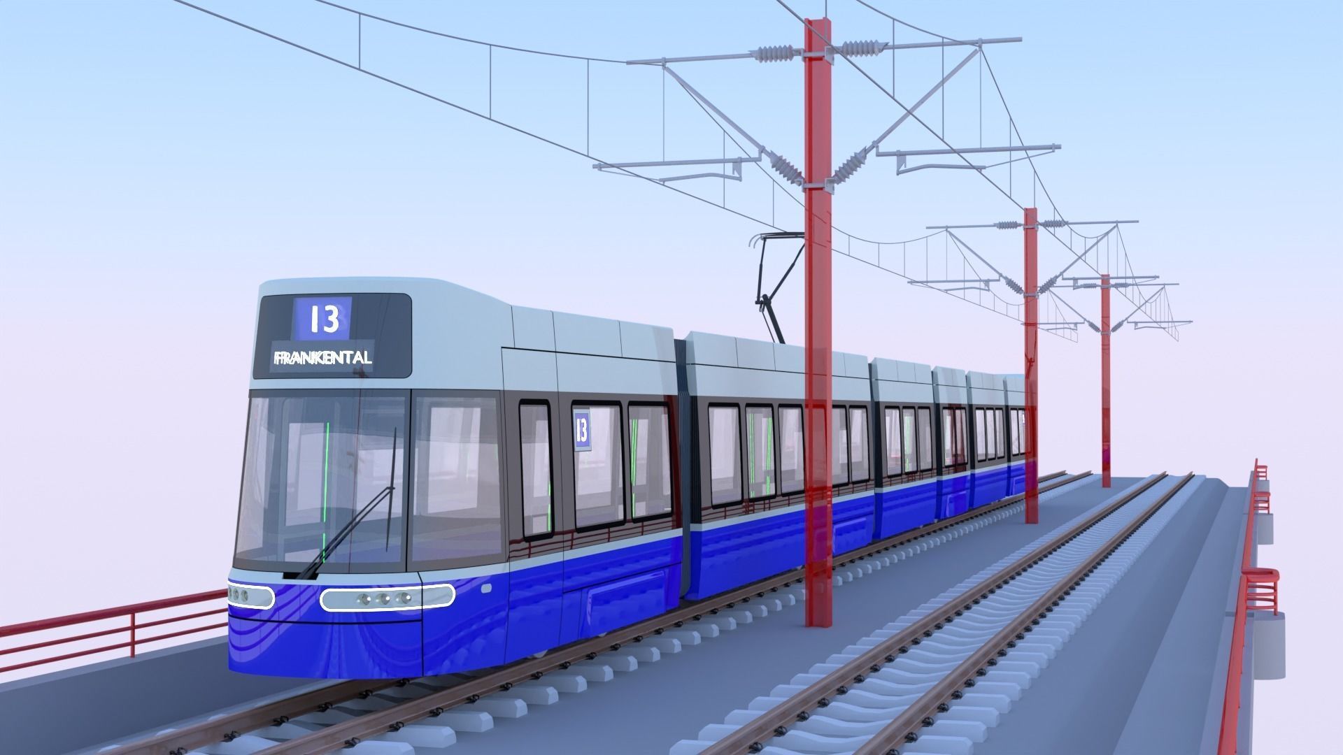 Bridge with Zurich tram 3D model_6