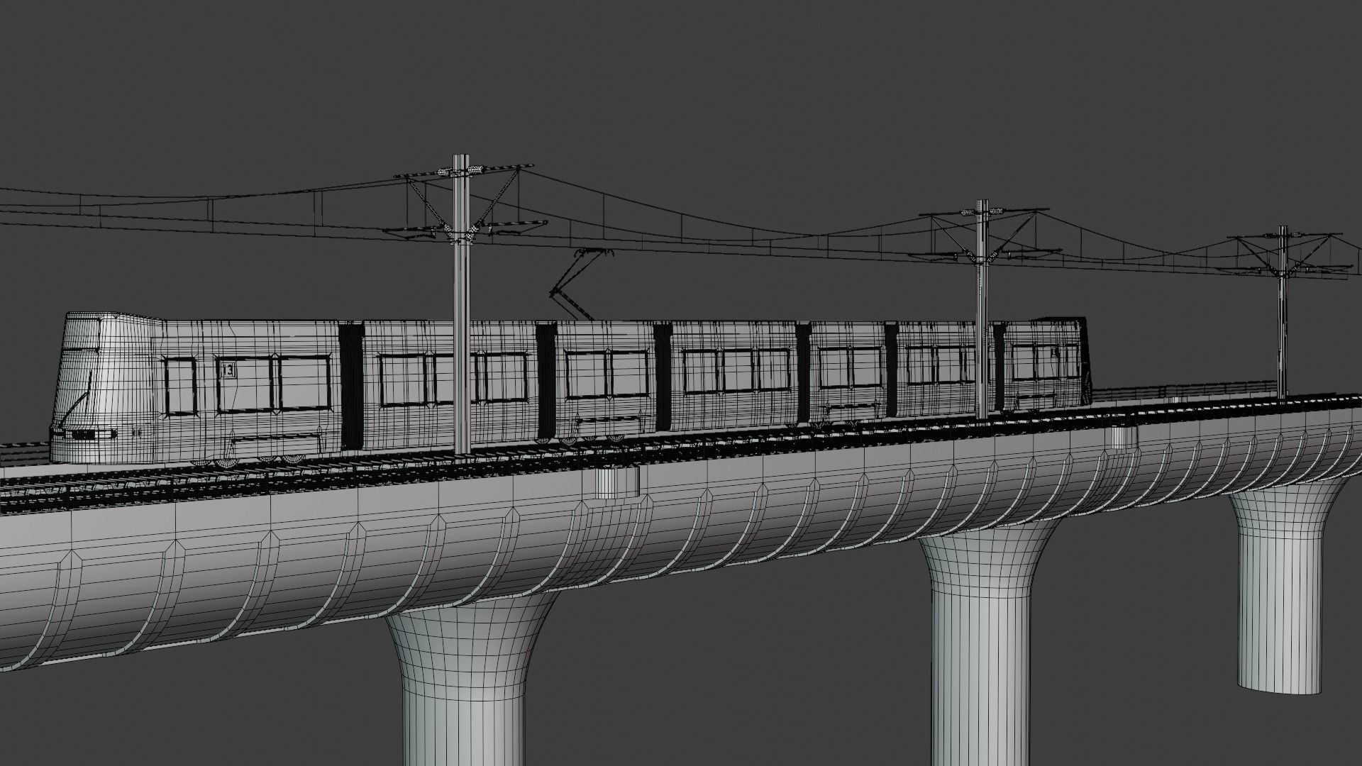 Bridge with Zurich tram 3D model_5