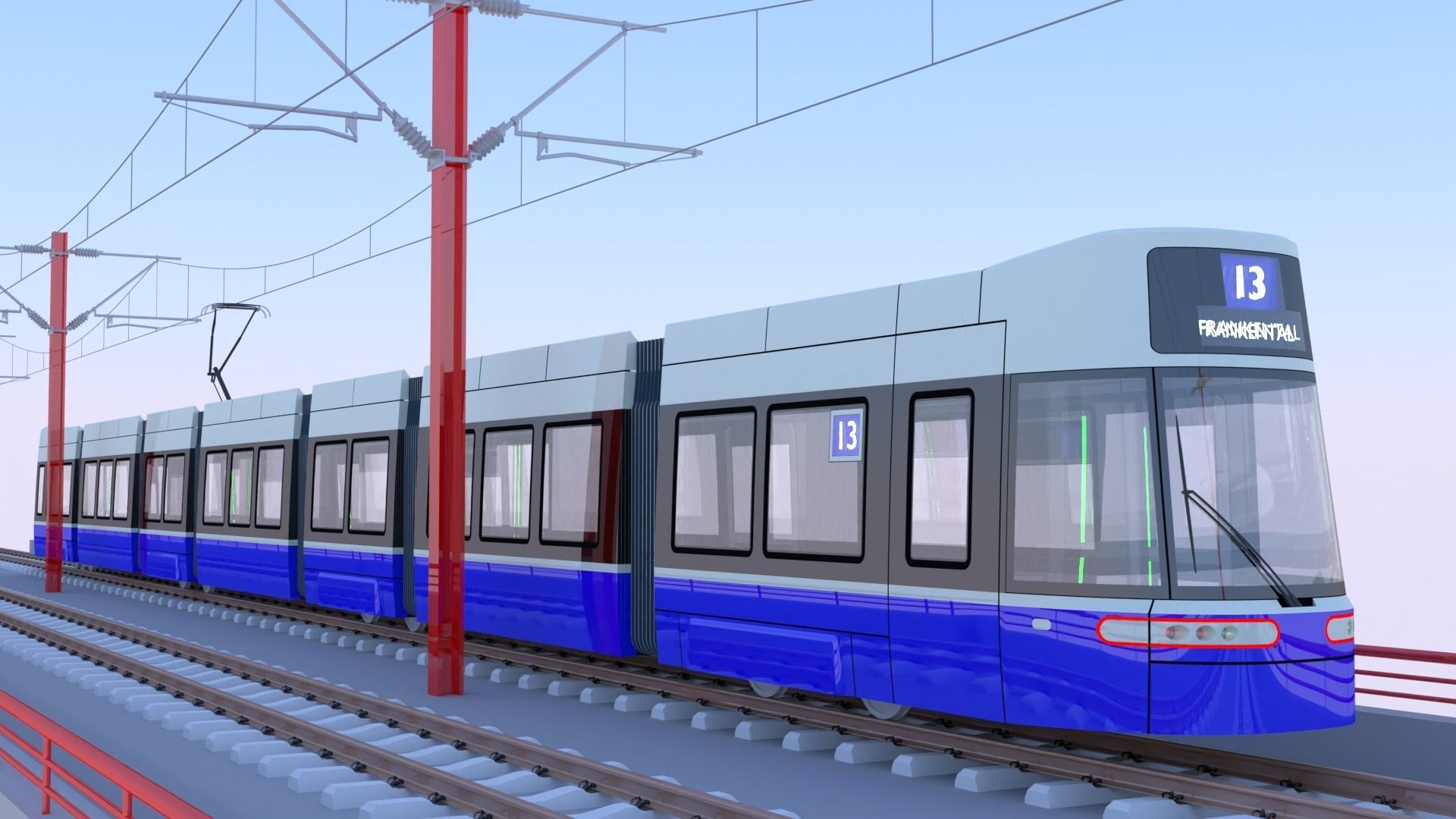 Bridge with Zurich tram 3D model_2