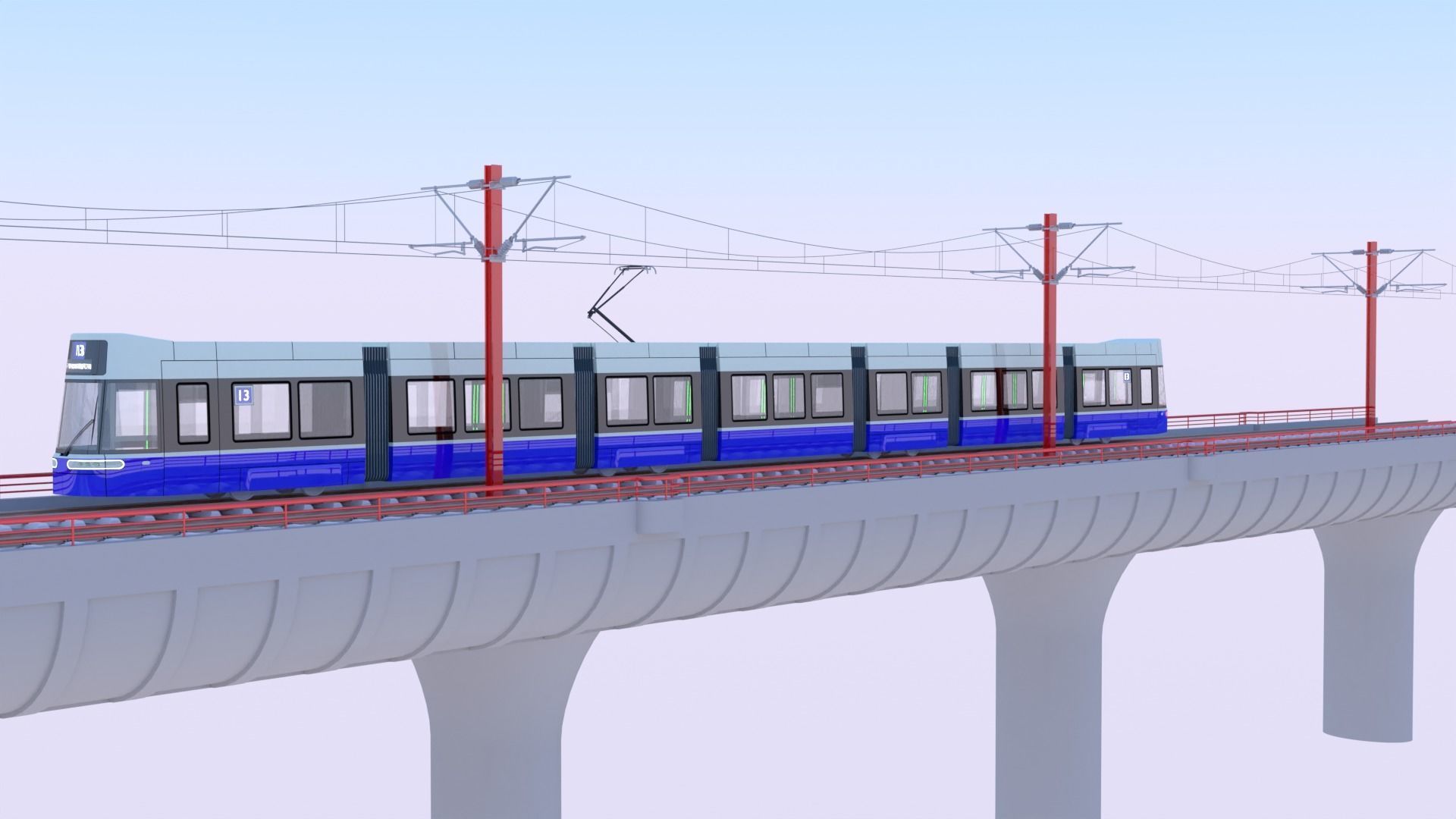 Bridge with Zurich tram 3D model_4