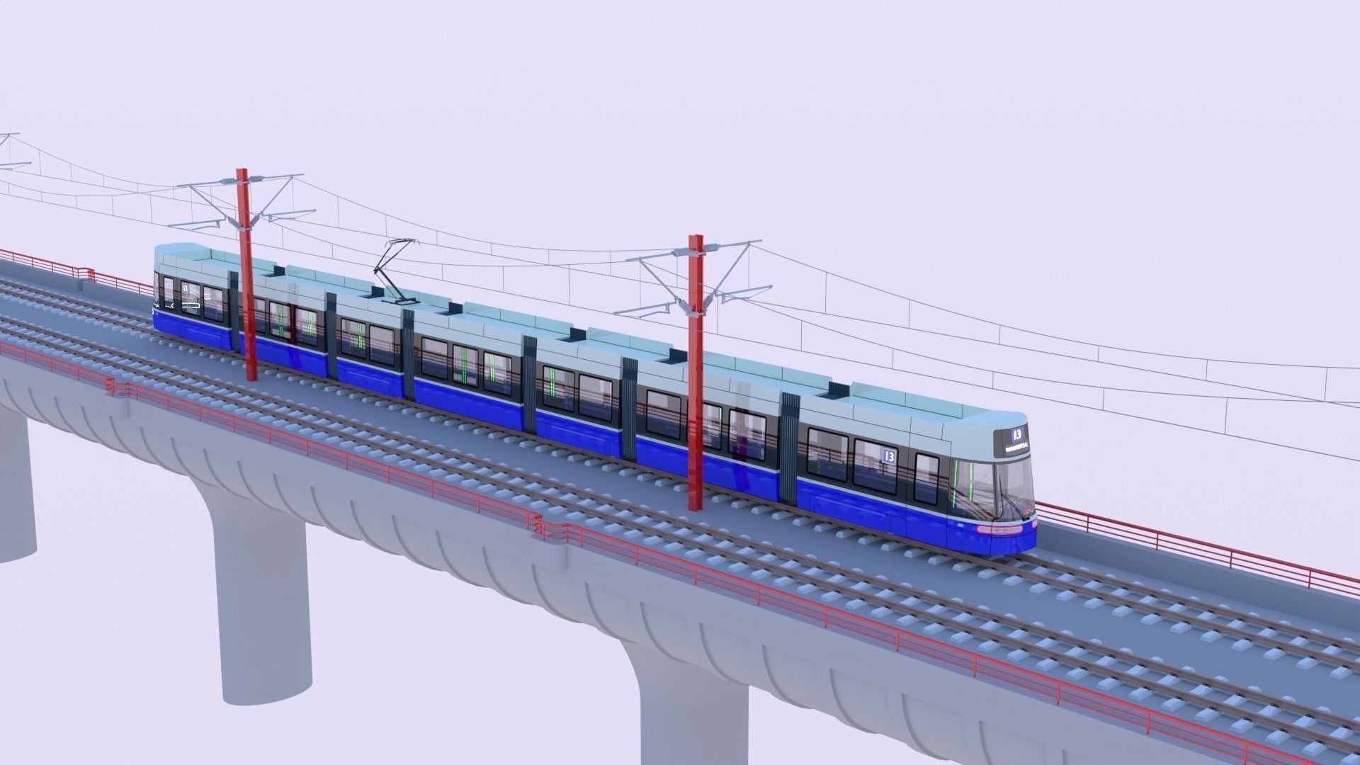Bridge with Zurich tram 3D model_10