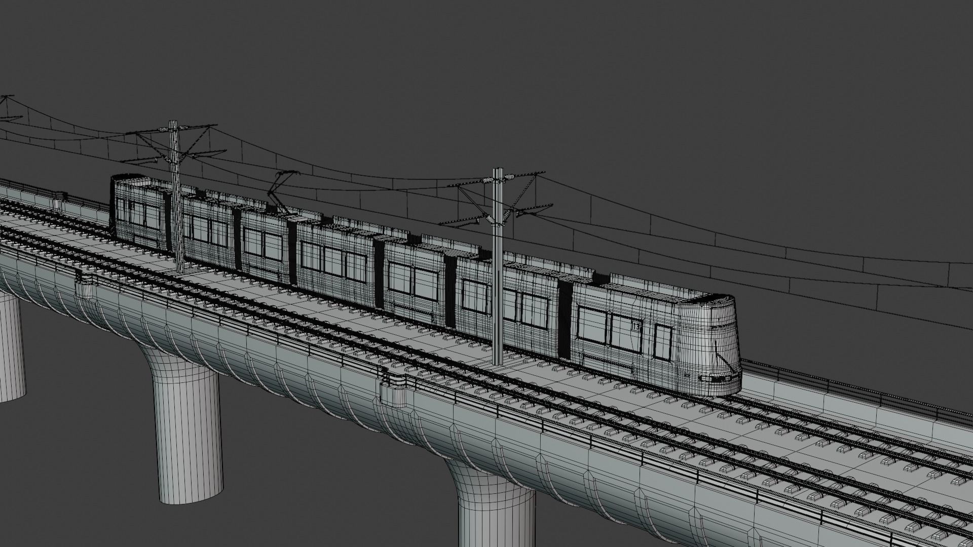 Bridge with Zurich tram 3D model_11
