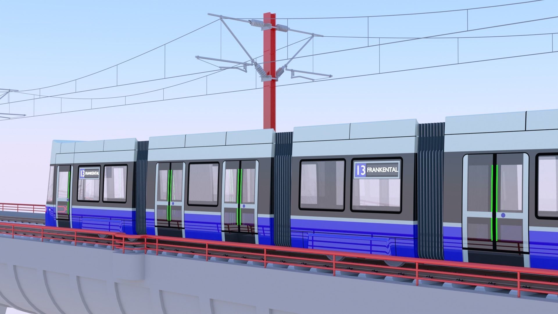 Bridge with Zurich tram 3D model_12