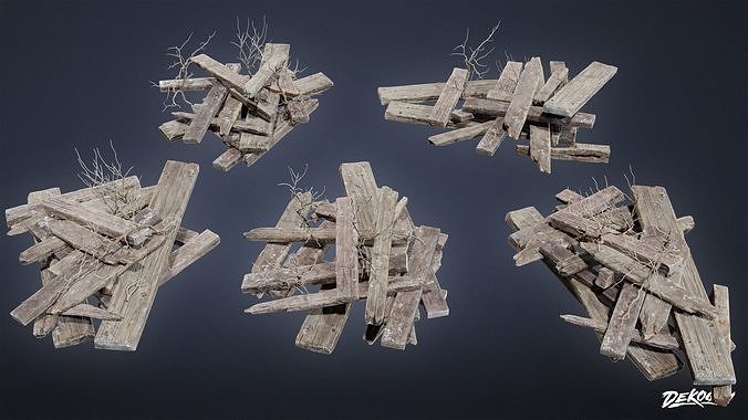 TRASH - Wood Piles 01 - LOW POLY AND NANITE Low-poly 3D model