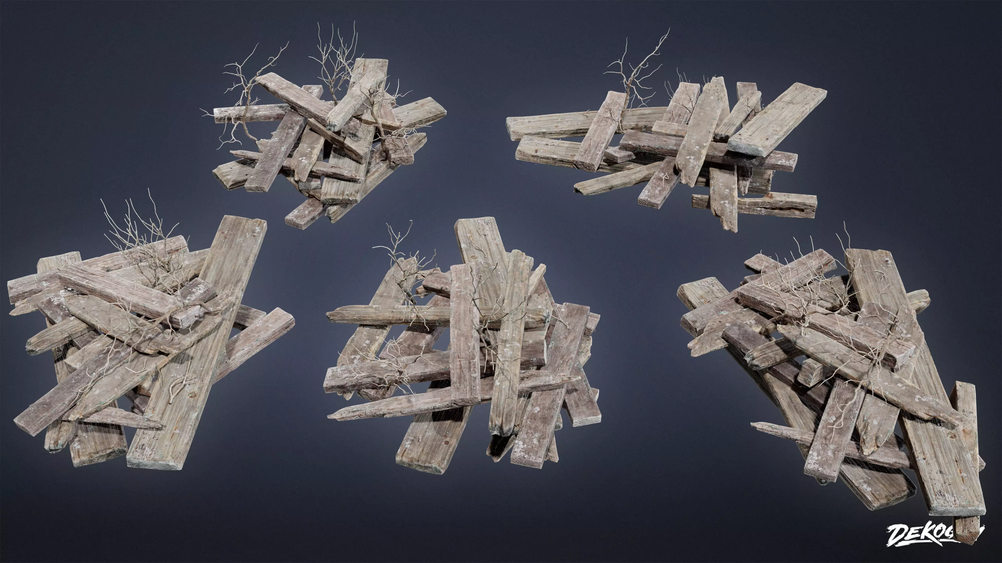 TRASH - Wood Piles 01 - LOW POLY AND NANITE Low-poly 3D model