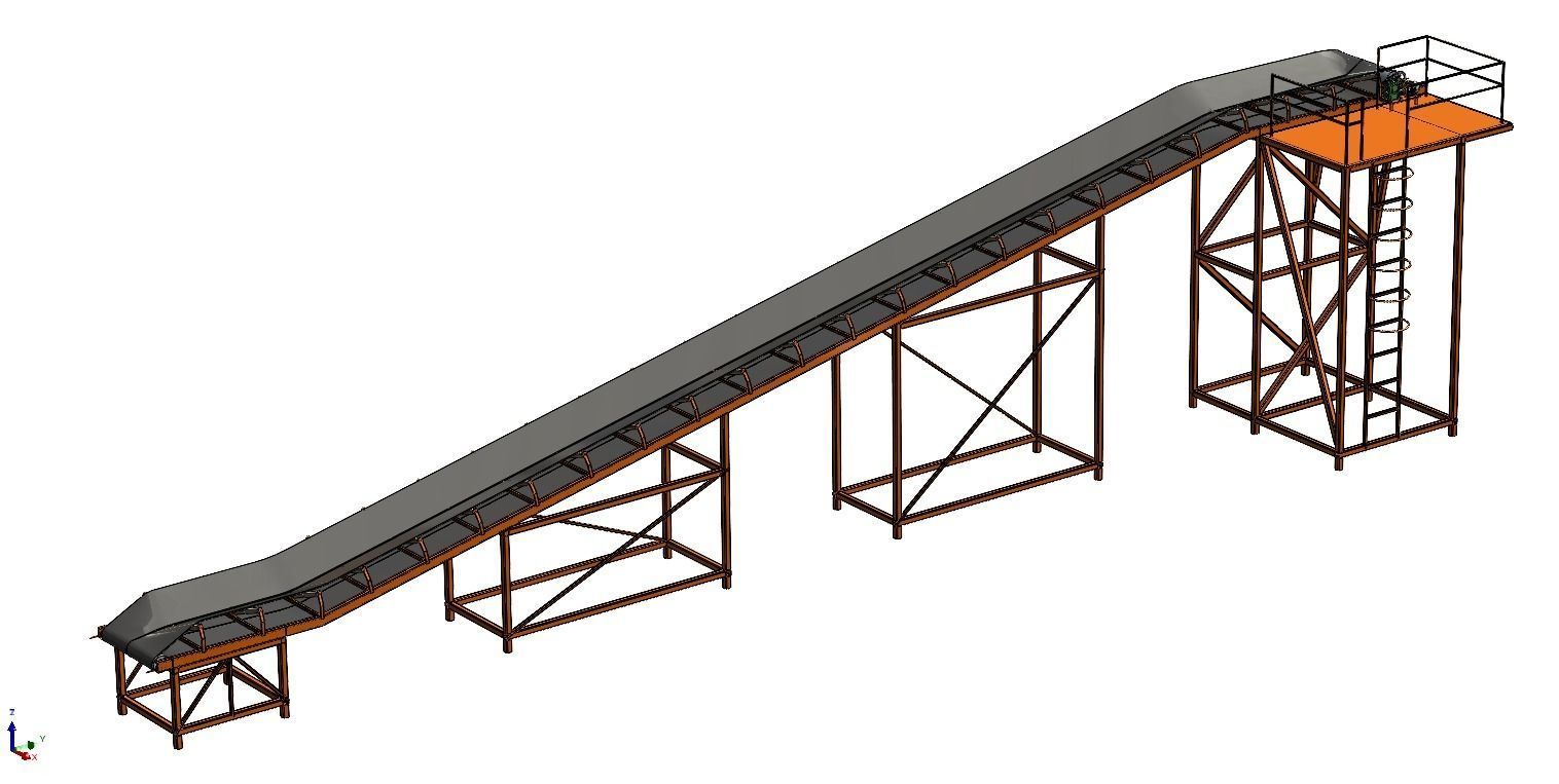 CARRIER BELT CONVEYOR FACTORY INDUSTRIAL 3D model_19