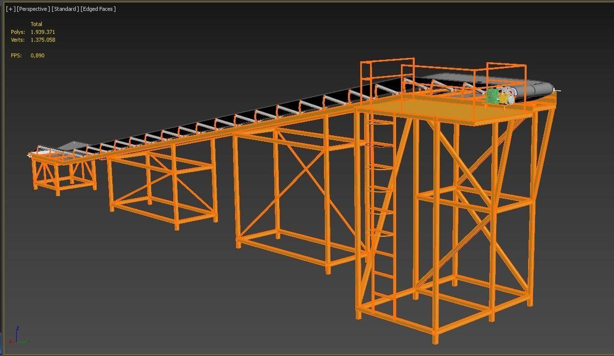 CARRIER BELT CONVEYOR FACTORY INDUSTRIAL 3D model_16