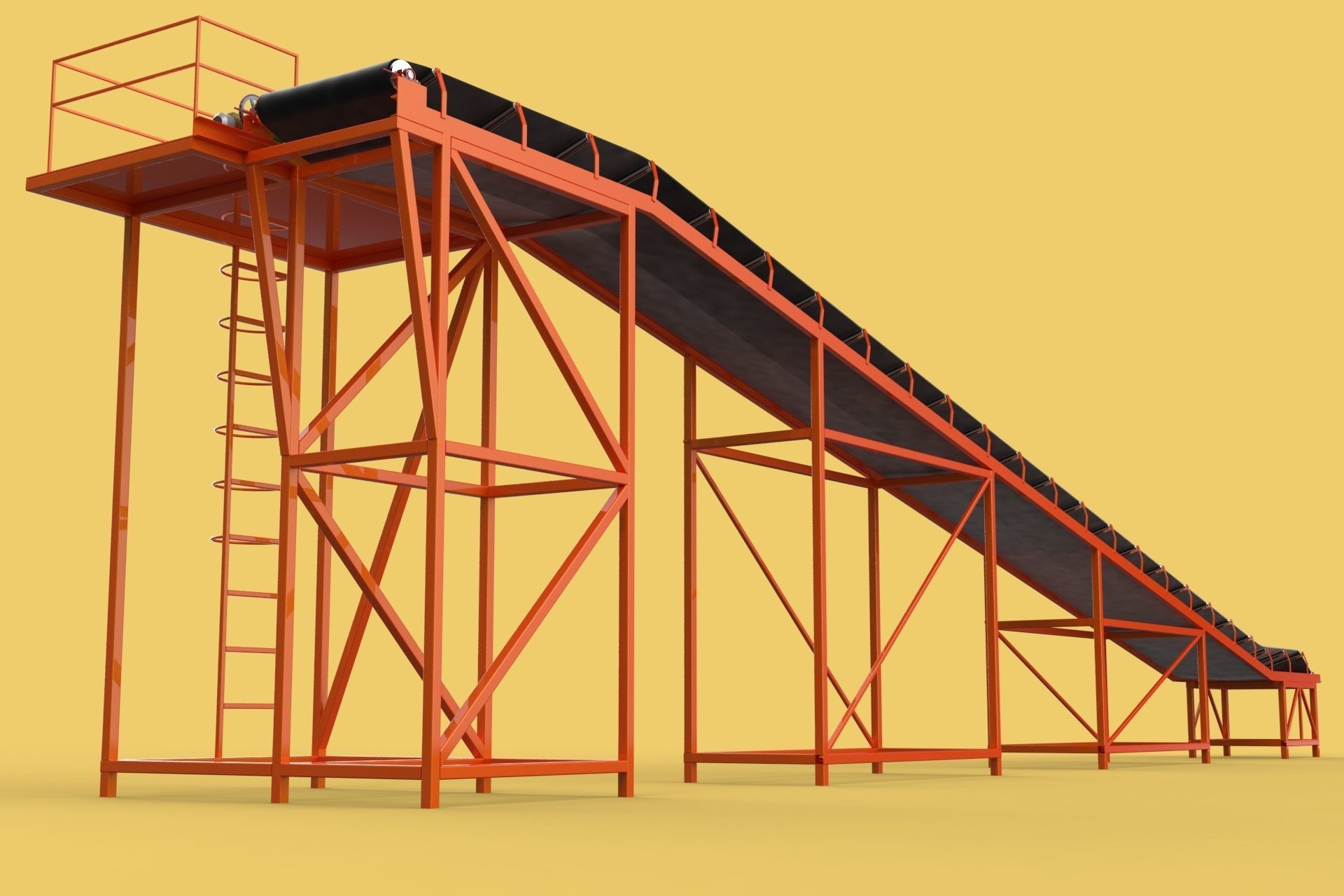 CARRIER BELT CONVEYOR FACTORY INDUSTRIAL 3D model_4