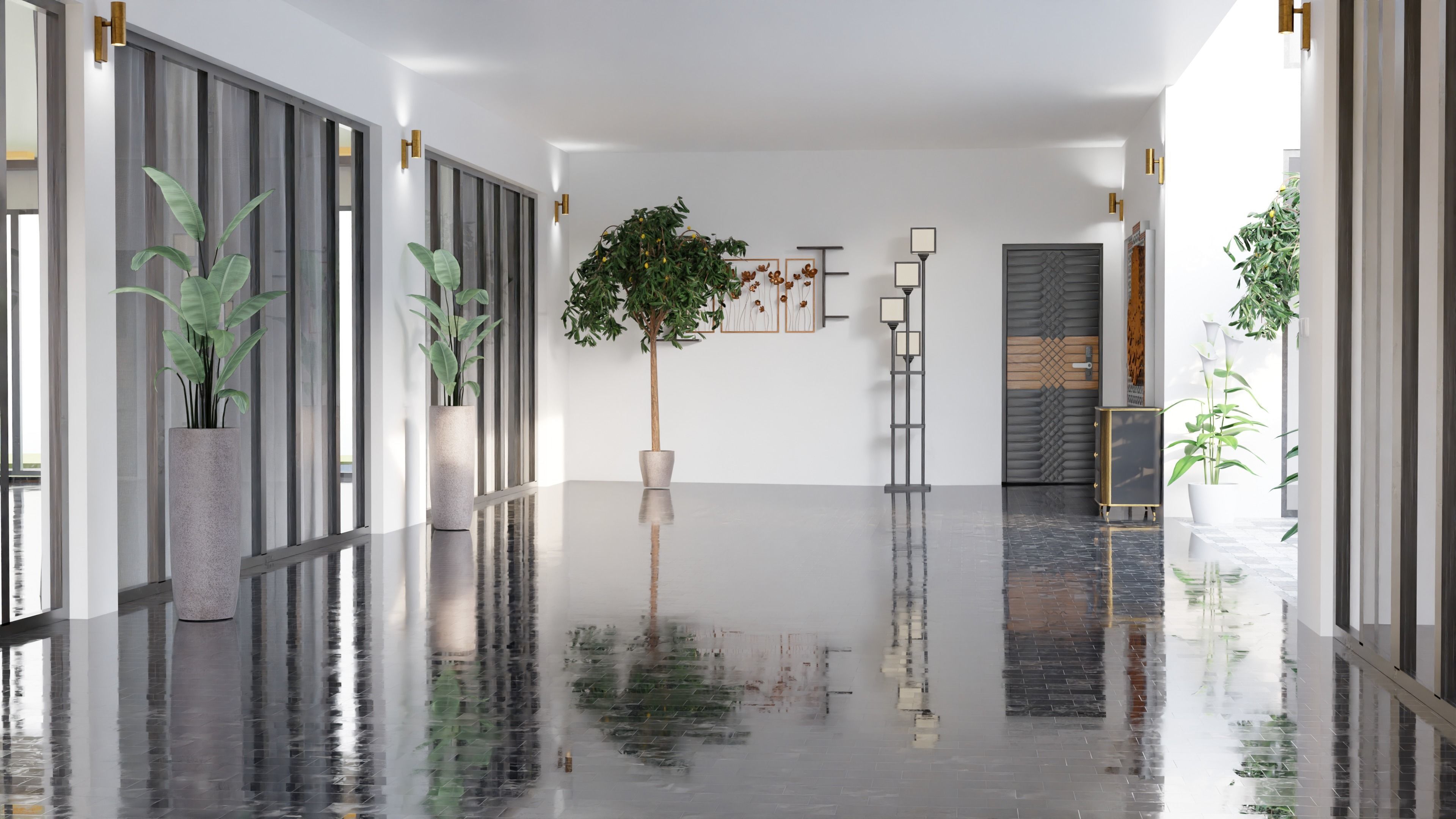 Modern House with Pool 3D model_6