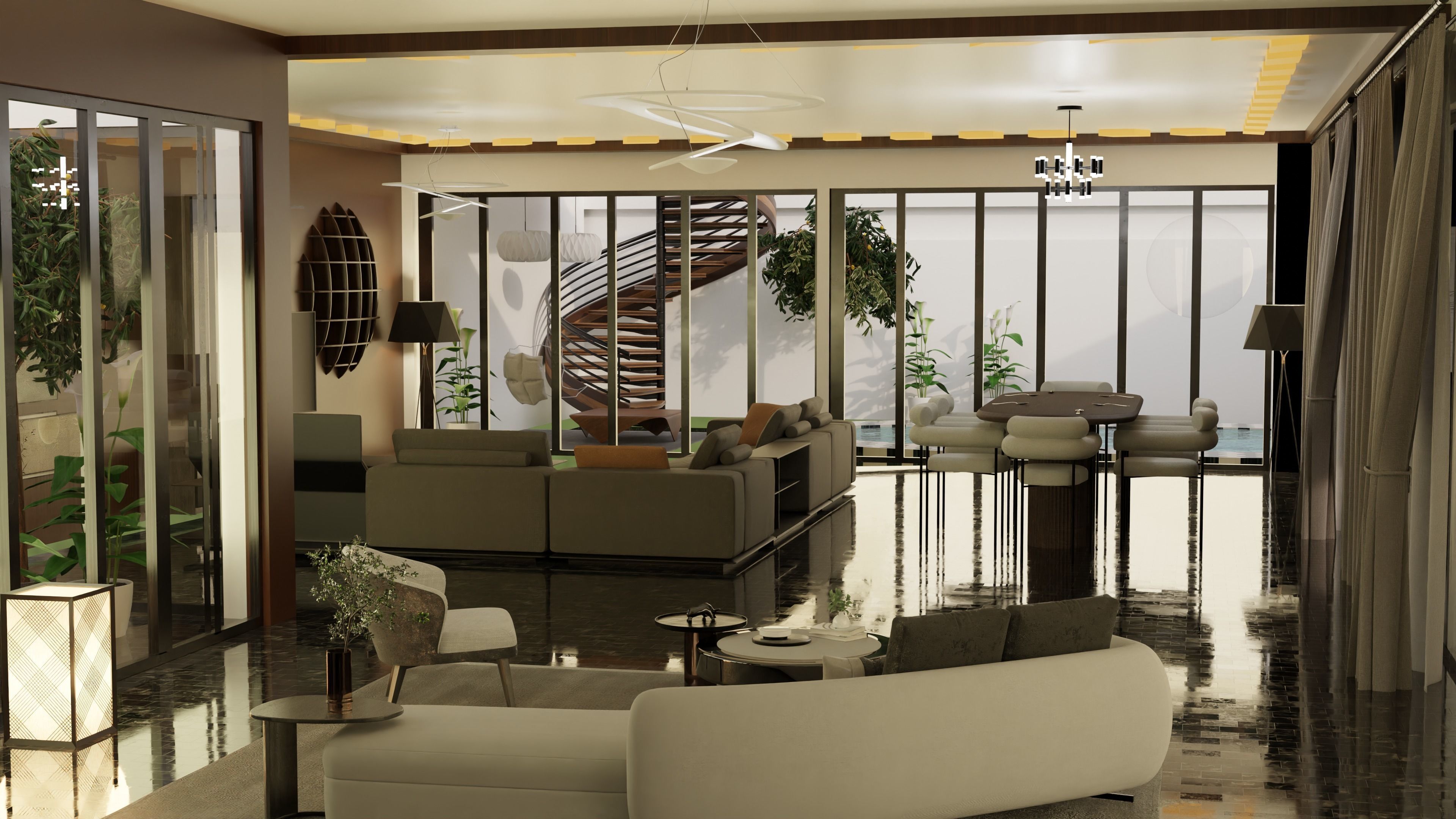 Modern House with Pool 3D model_9