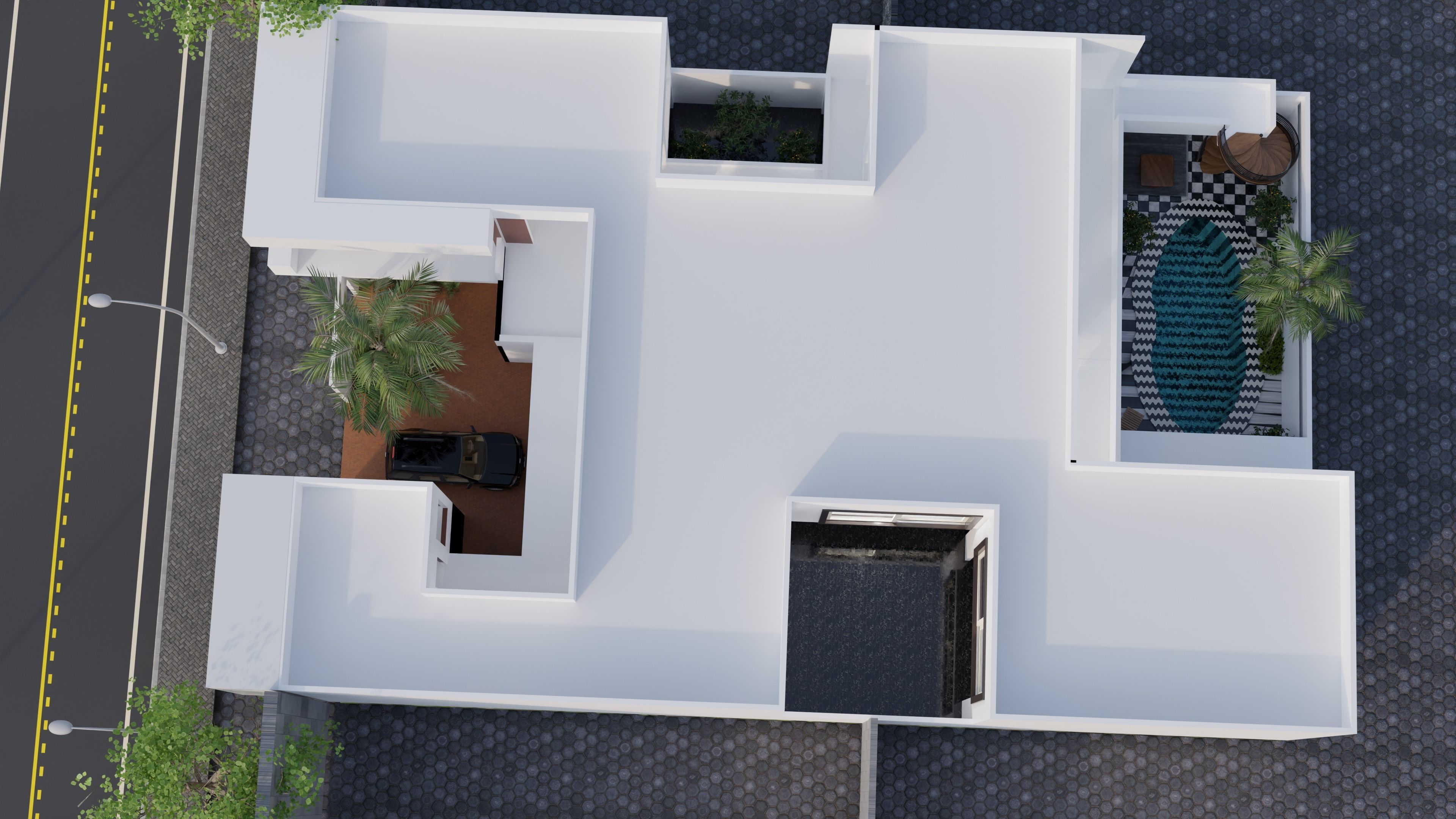 Modern House with Pool 3D model_4