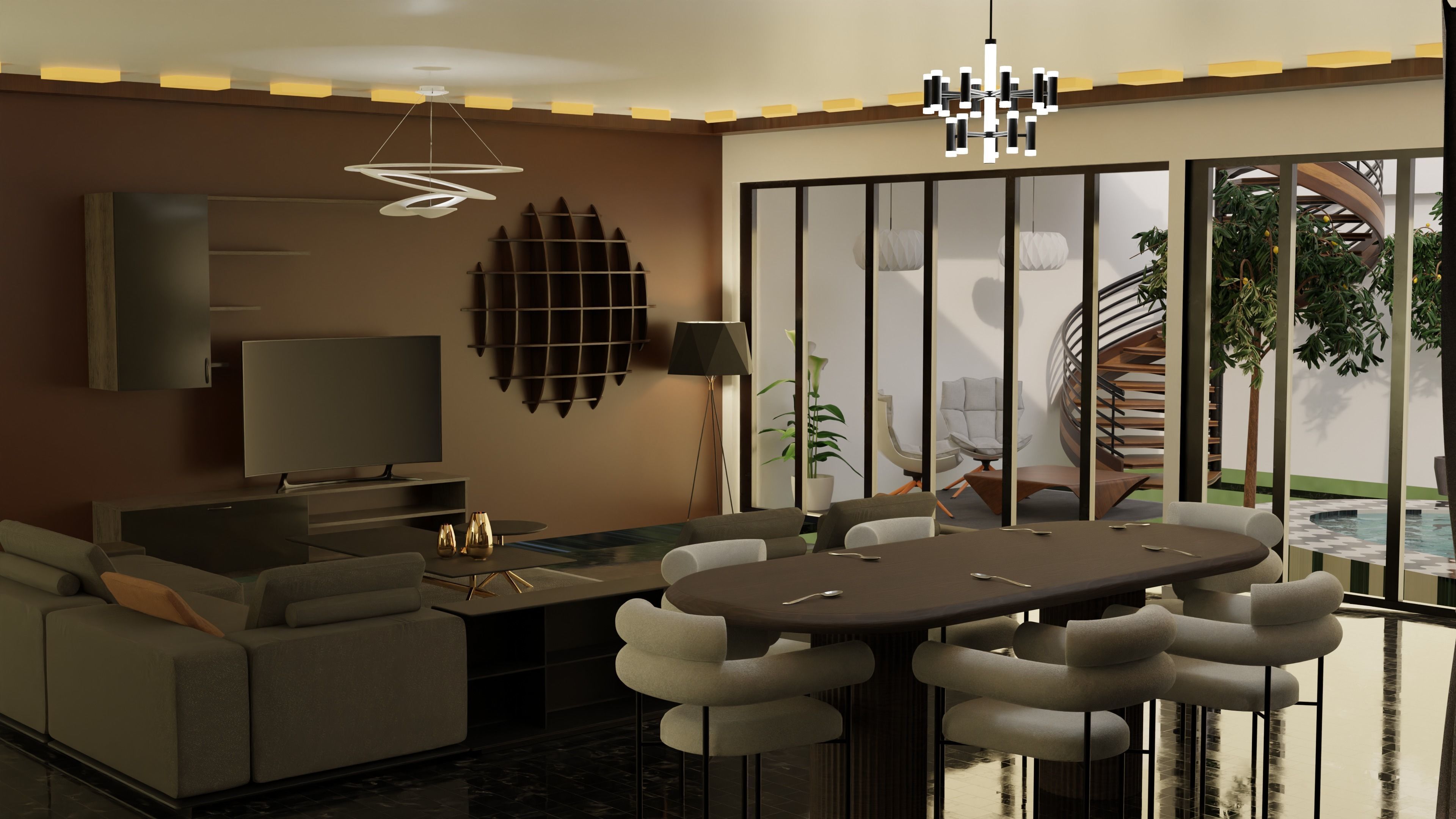 Modern House with Pool 3D model_8