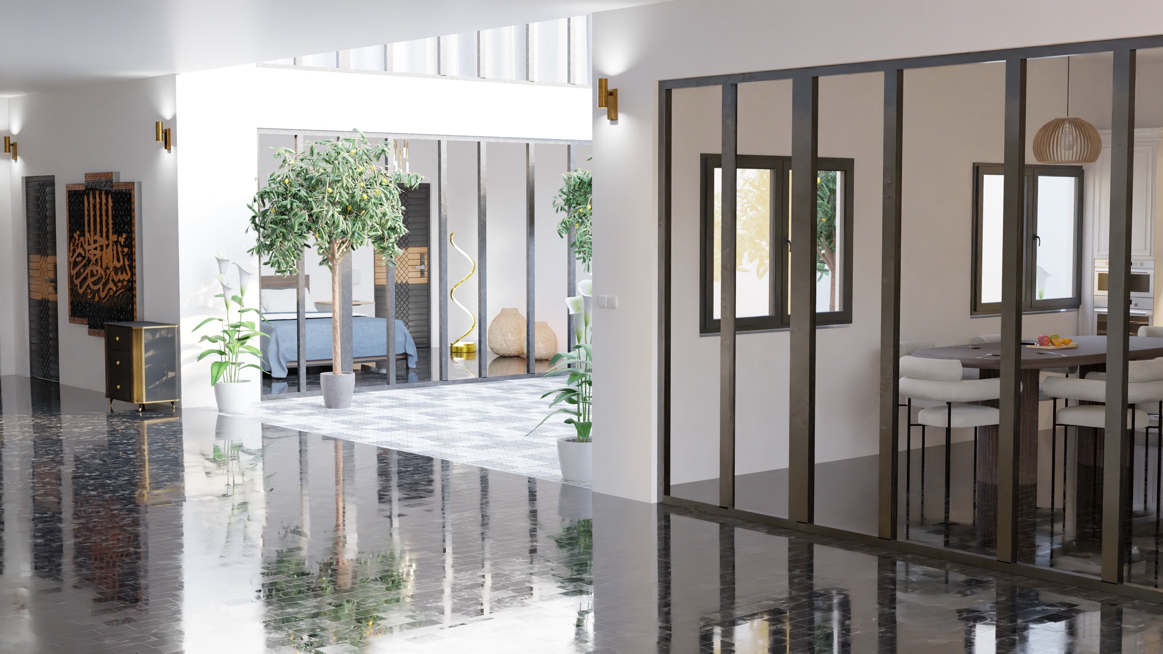 Modern House with Pool 3D model_5