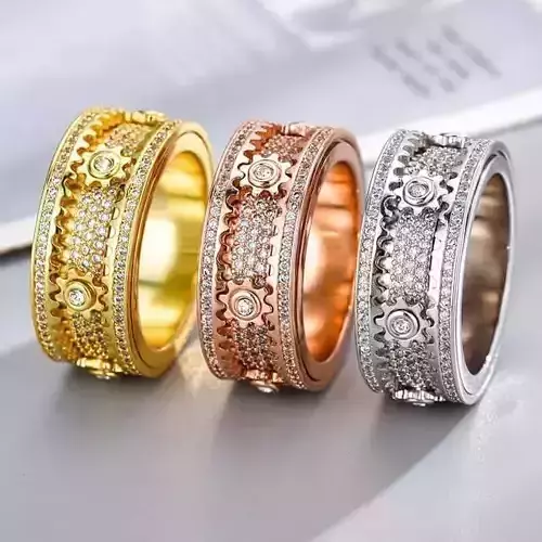 Gear Band Couples Rotating Mechanical Ring  3D  Model 