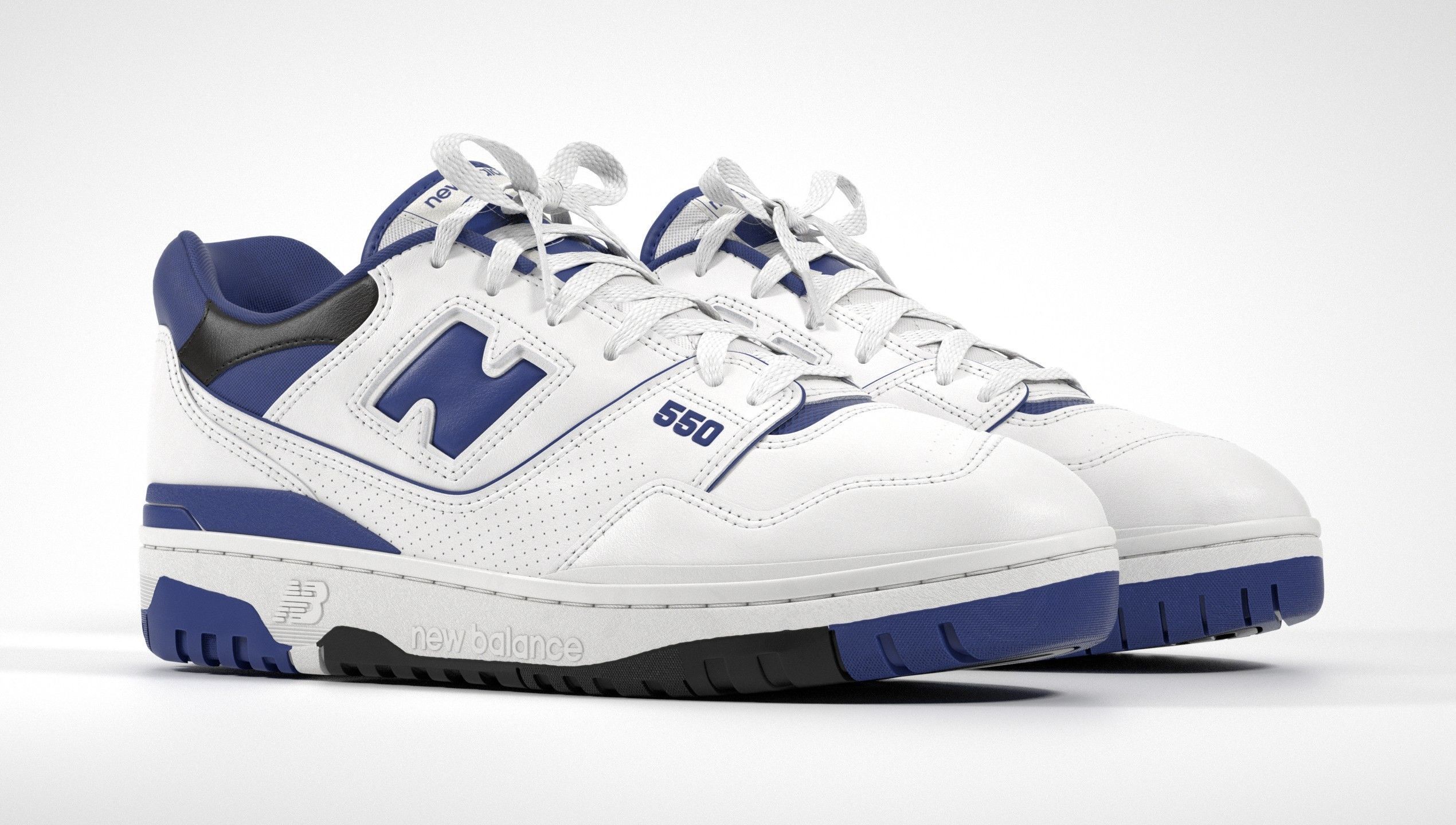 New Balance 550 White Blue Sneaker 3D model_12