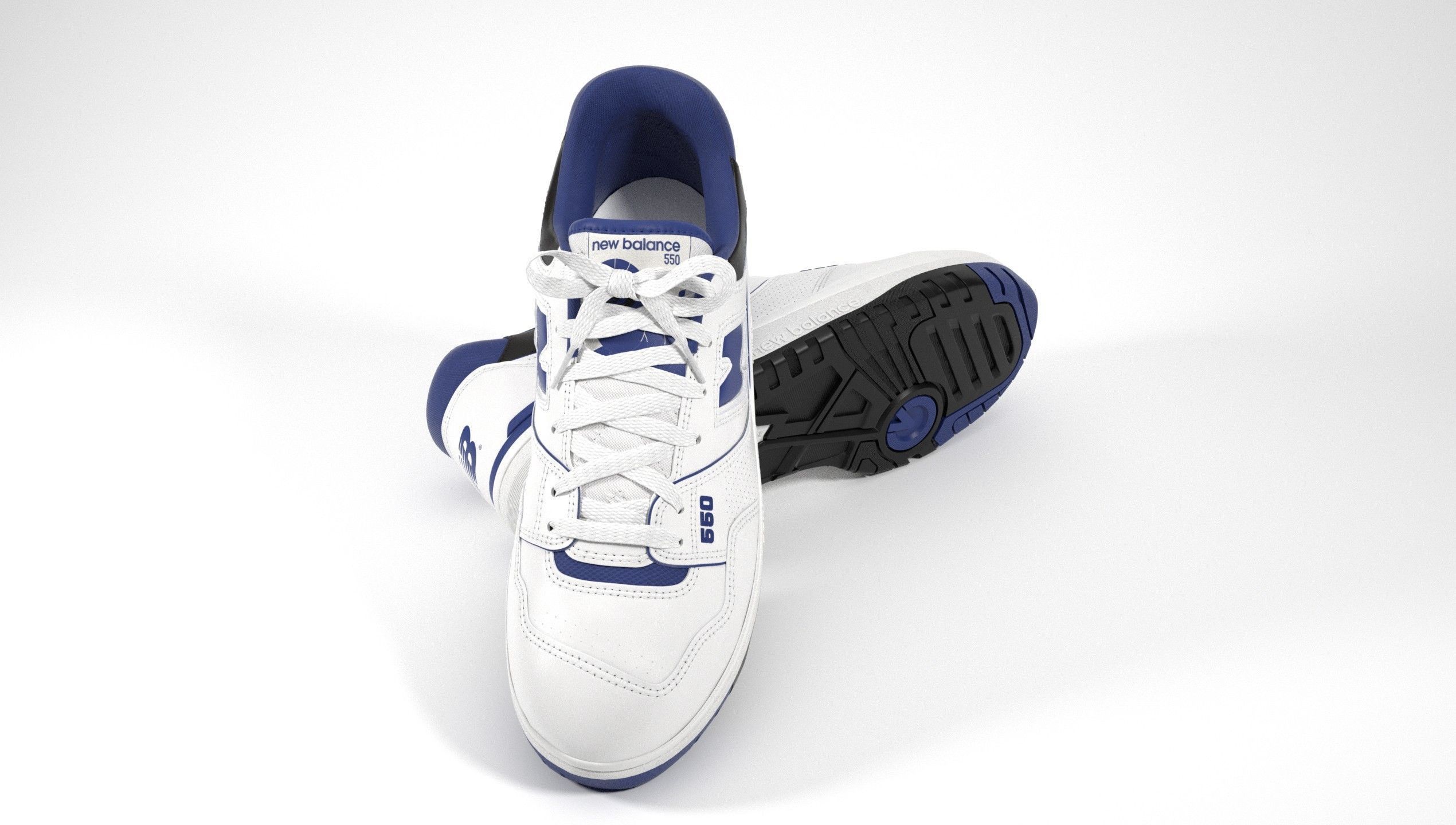 New Balance 550 White Blue Sneaker 3D model_15