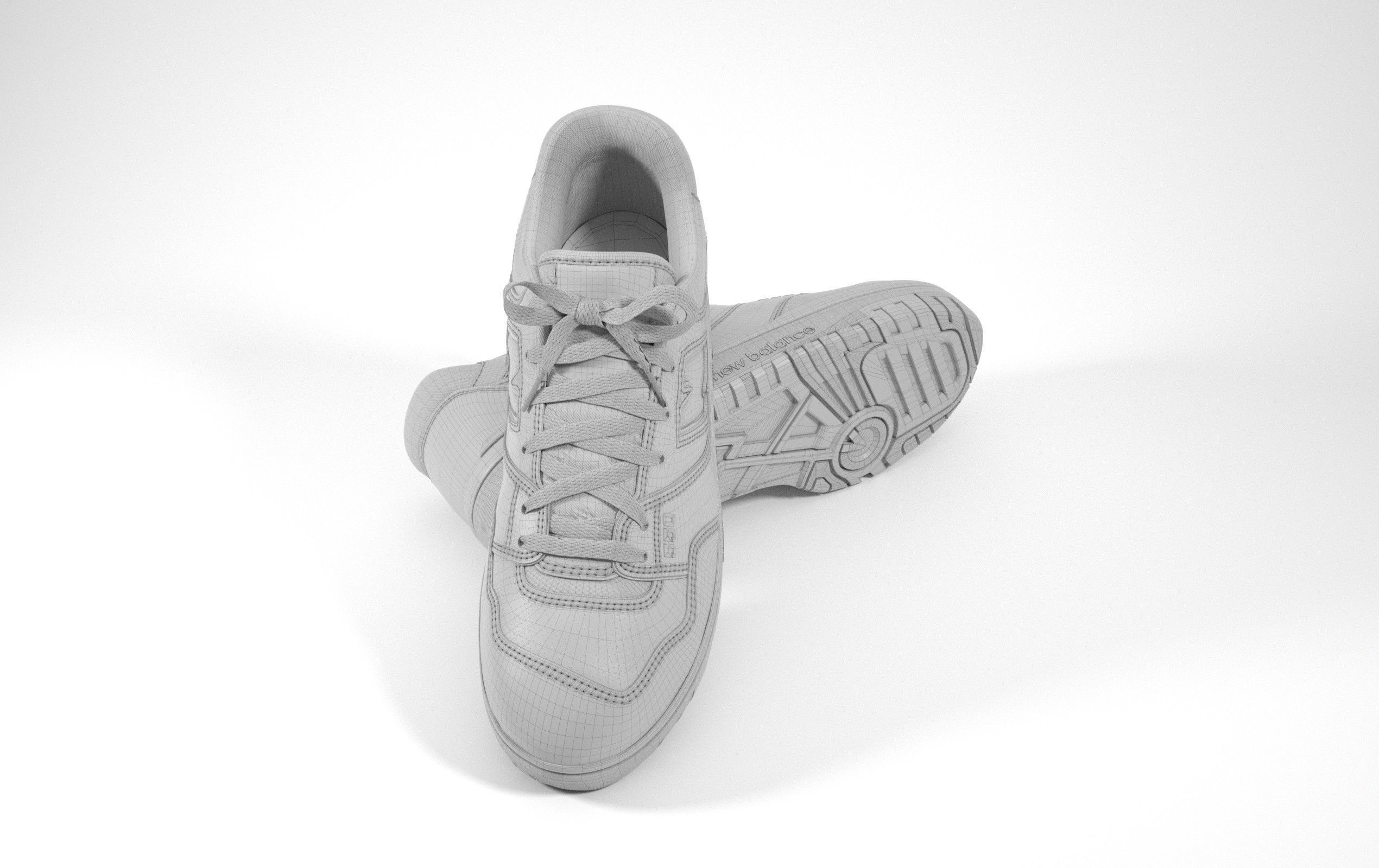 New Balance 550 White Blue Sneaker 3D model_14