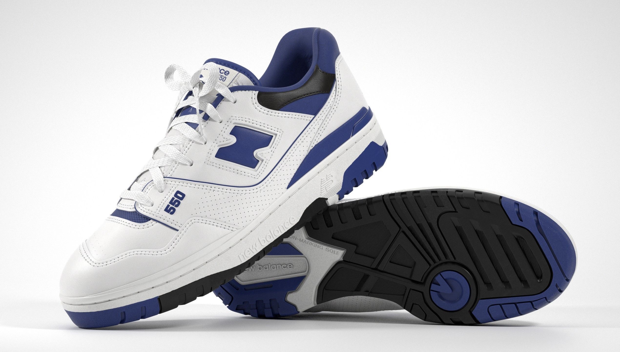 New Balance 550 White Blue Sneaker 3D model_27