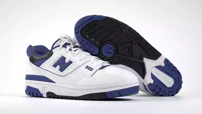 New Balance 550 White Blue Sneaker 3D model