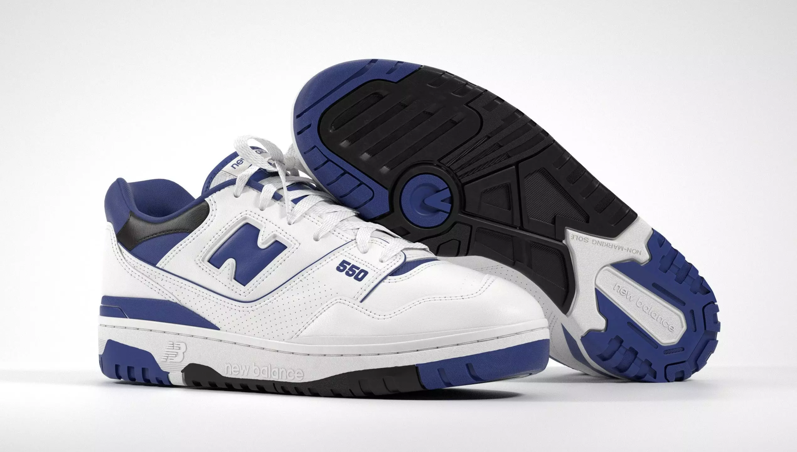 New Balance 550 White Blue Sneaker 3D model_0