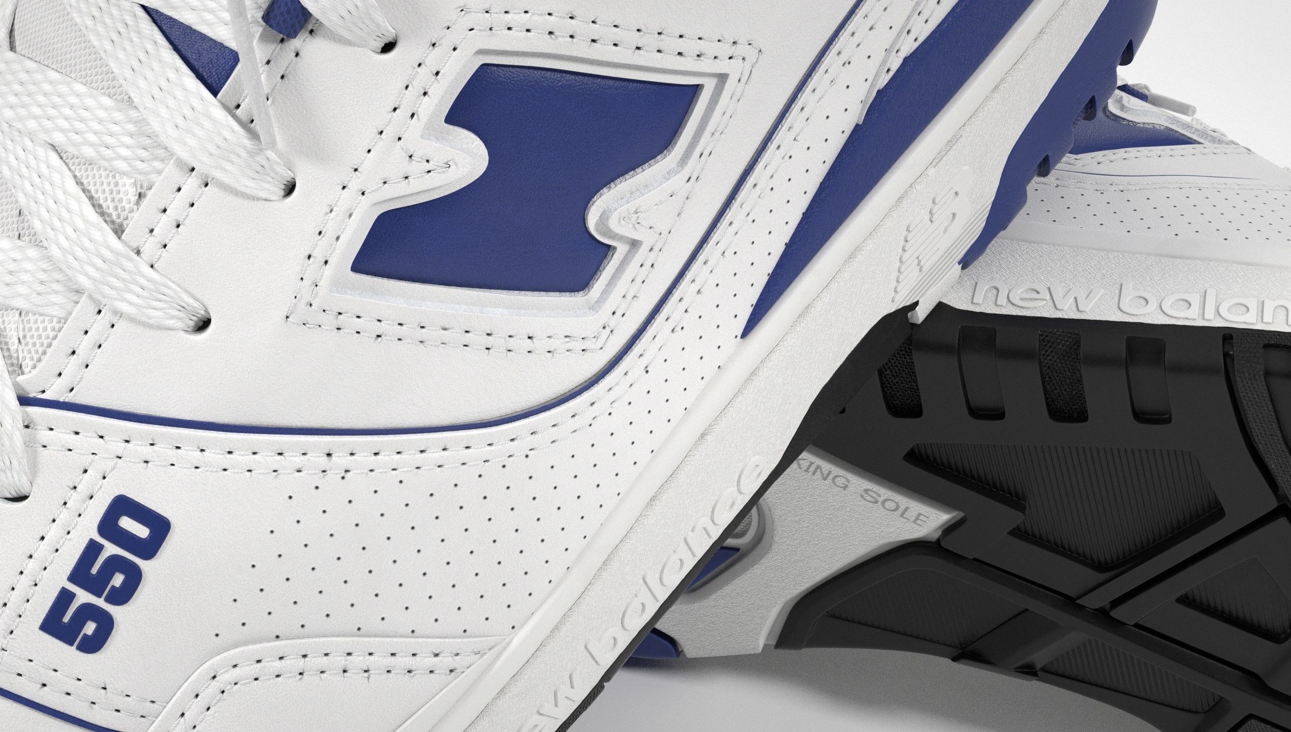 New Balance 550 White Blue Sneaker 3D model_6