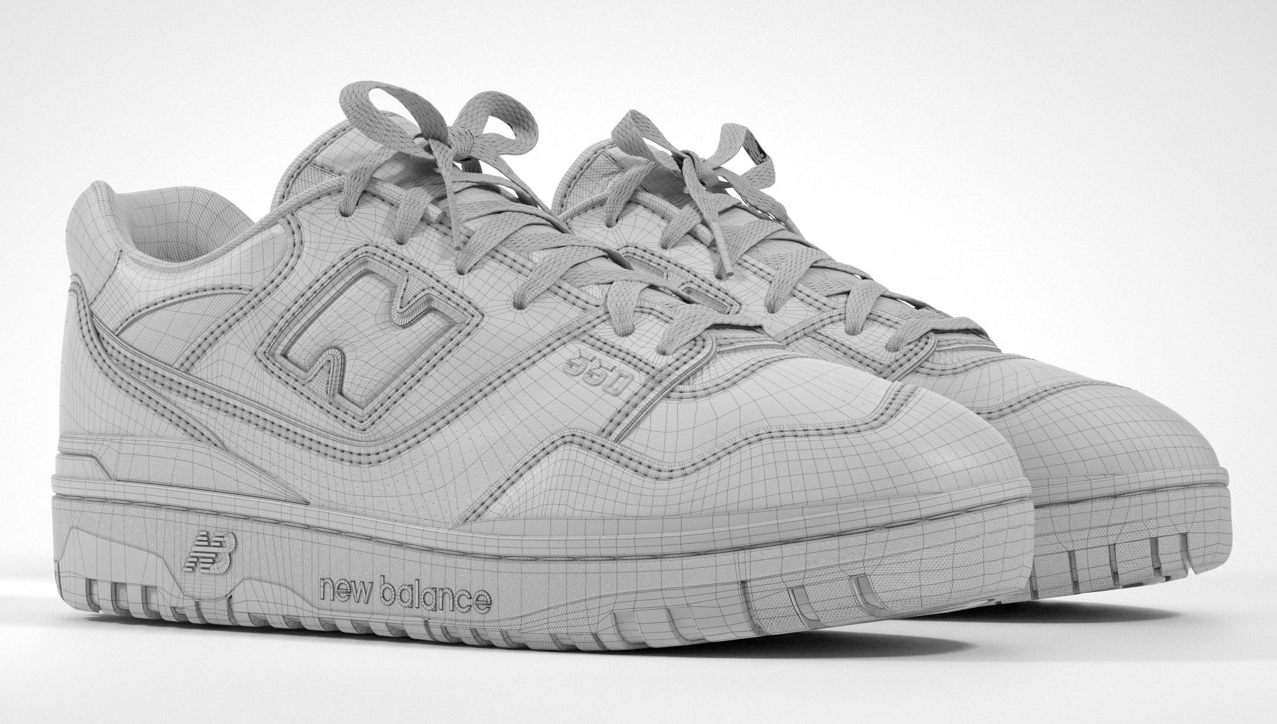 New Balance 550 White Blue Sneaker 3D model_11