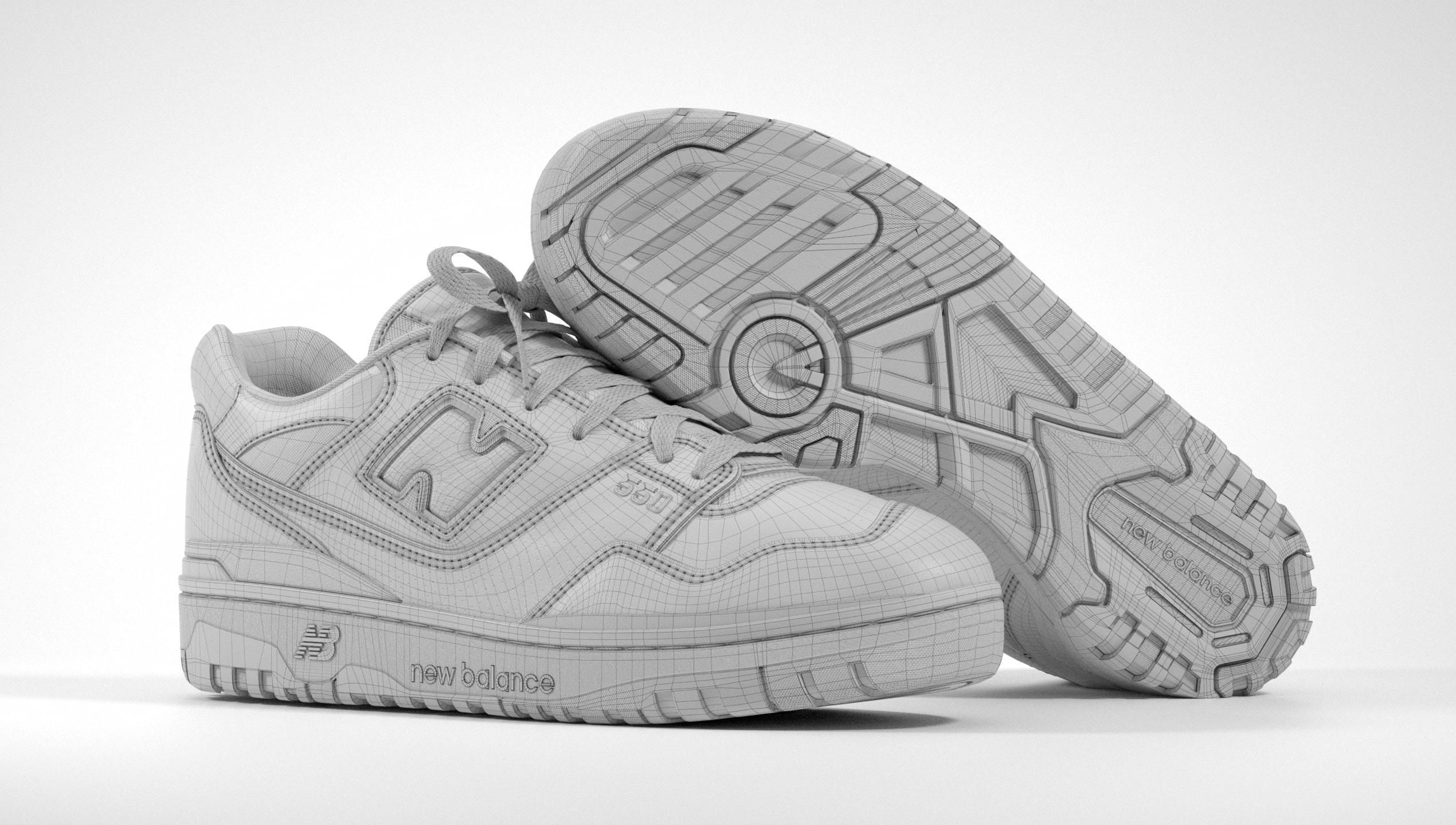 New Balance 550 White Blue Sneaker 3D model_1