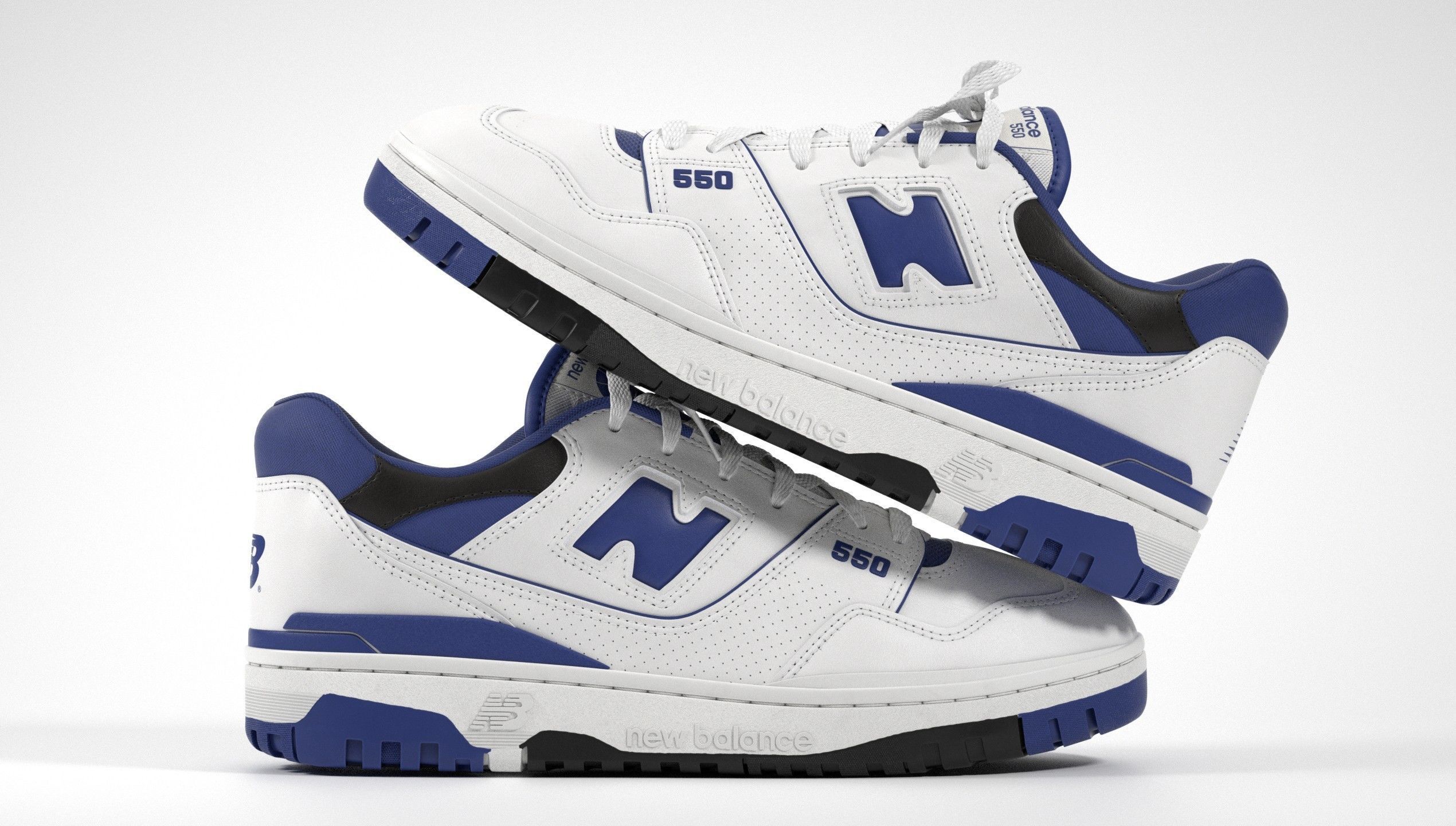 New Balance 550 White Blue Sneaker 3D model_24