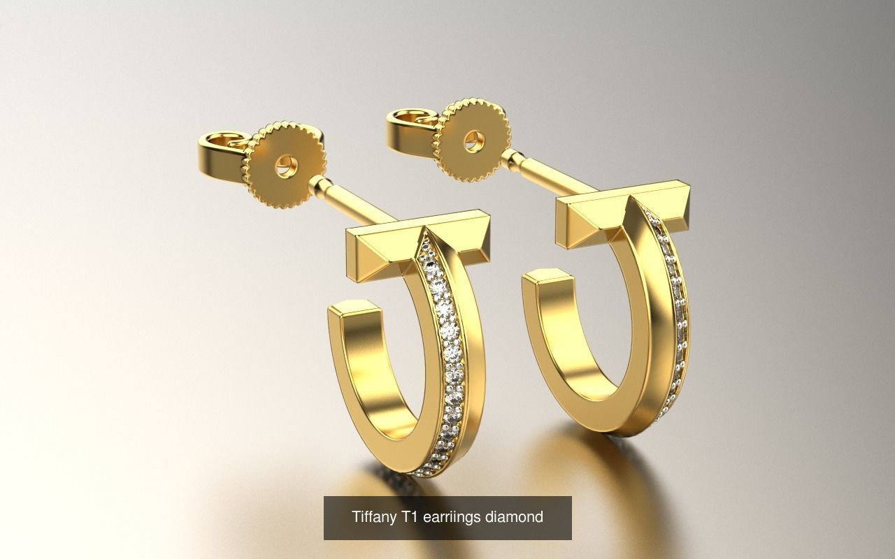 Tiffany lock t t1 earrings bracelet pendant 3D Model Collection_2