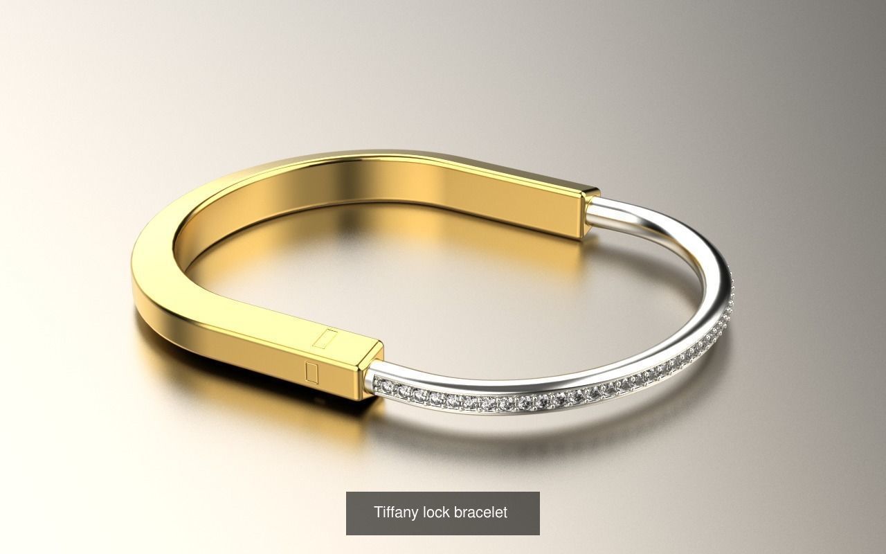 Tiffany lock t t1 earrings bracelet pendant 3D Model Collection_4