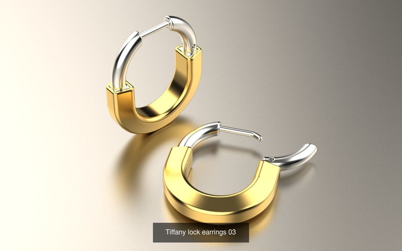 Tiffany lock t t1 earrings bracelet pendant 3D Model Collection_8